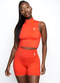 Tops & T-Shirts<Gym King 365 1/4 Zip Tank Manderin Red