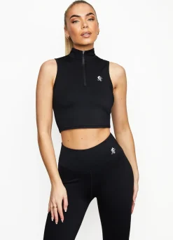 Tops & T-Shirts<Gym King 365 1/4 Zip Tank Black
