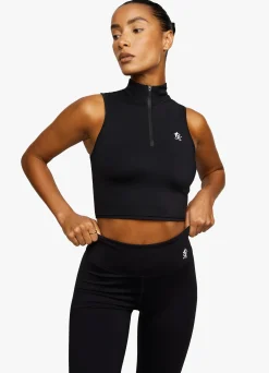 Tops & T-Shirts<Gym King 365 1/4 Zip Tank Black