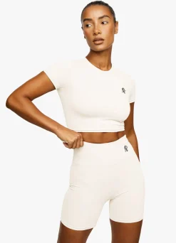 Tops & T-Shirts<Gym King 365 Cap Sleeve Crop Tee Cream