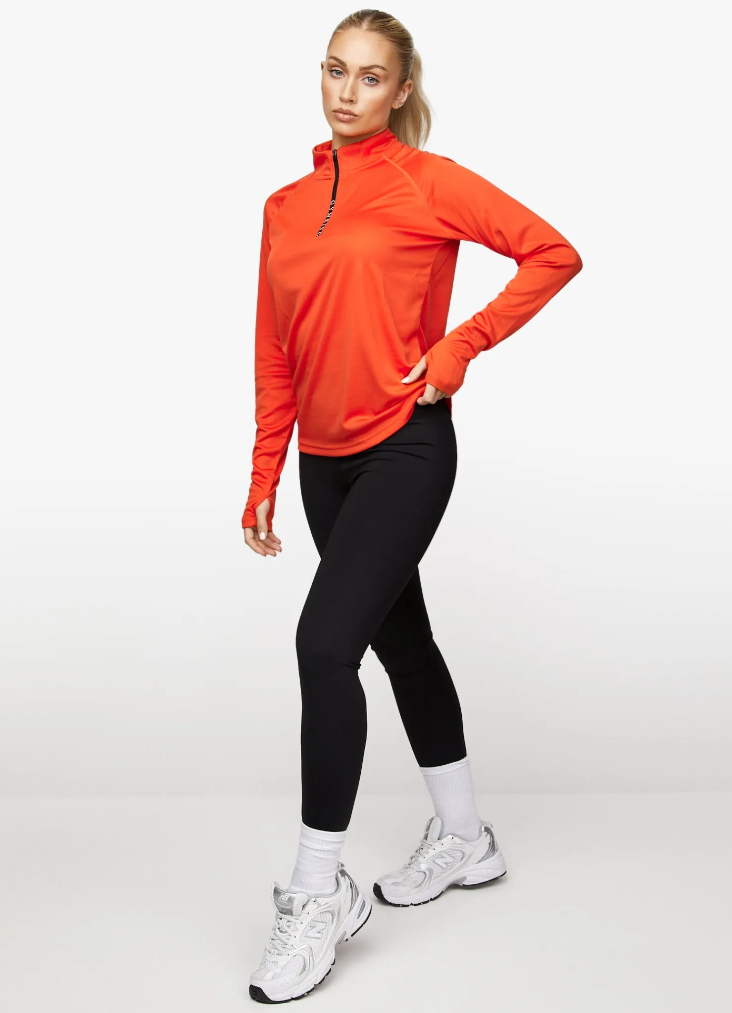 Tops & T-Shirts<Gym King 1/4 Funnel Tangerine