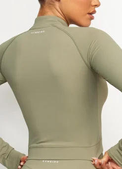 Tops & T-Shirts<Gym King 365 Long Sleeve 1/4 Zip Pale Olive