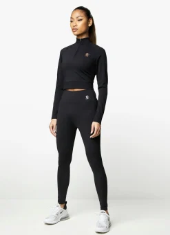 Tops & T-Shirts<Gym King 1/4 Zip Funnel Black/Rose Gold