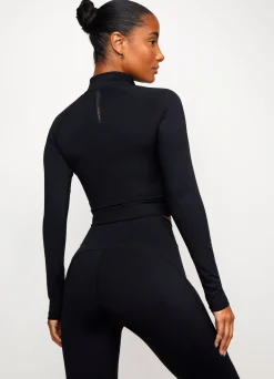 Tops & T-Shirts<Gym King 1/4 Zip Funnel Black/Rose Gold