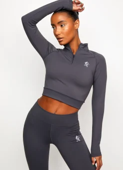 Tops & T-Shirts<Gym King 1/4 Zip Funnel Dark Grey/Silver