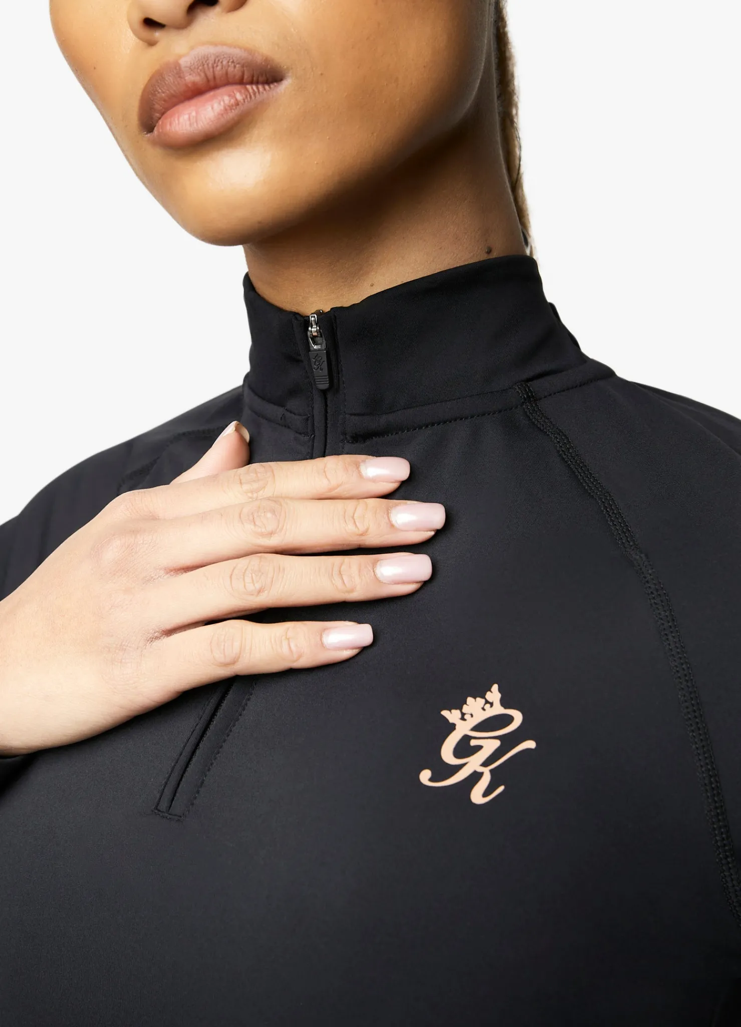 Tops & T-Shirts<Gym King 1/4 Zip Funnel Black/Rose Gold