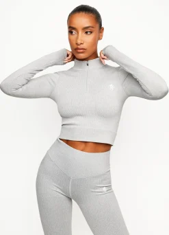 Tops & T-Shirts<Gym King Balance 1/4 Zip Mid Grey Marl