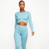 Tops & T-Shirts<Gym King Balance Long Sleeve Crop Blue Haze