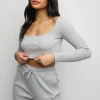 Tops & T-Shirts<Gym King Balance Ls Crop Tee Light Grey Marl