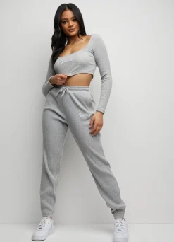 Tops & T-Shirts<Gym King Balance Ls Crop Tee Light Grey Marl