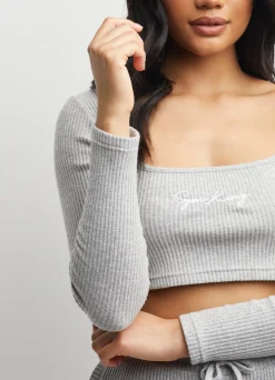 Tops & T-Shirts<Gym King Balance Ls Crop Tee Light Grey Marl