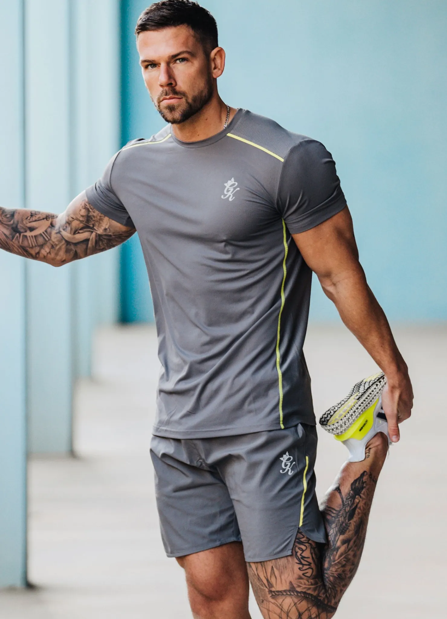 Shorts<Gym King Contrast Flex Short Fossil Grey