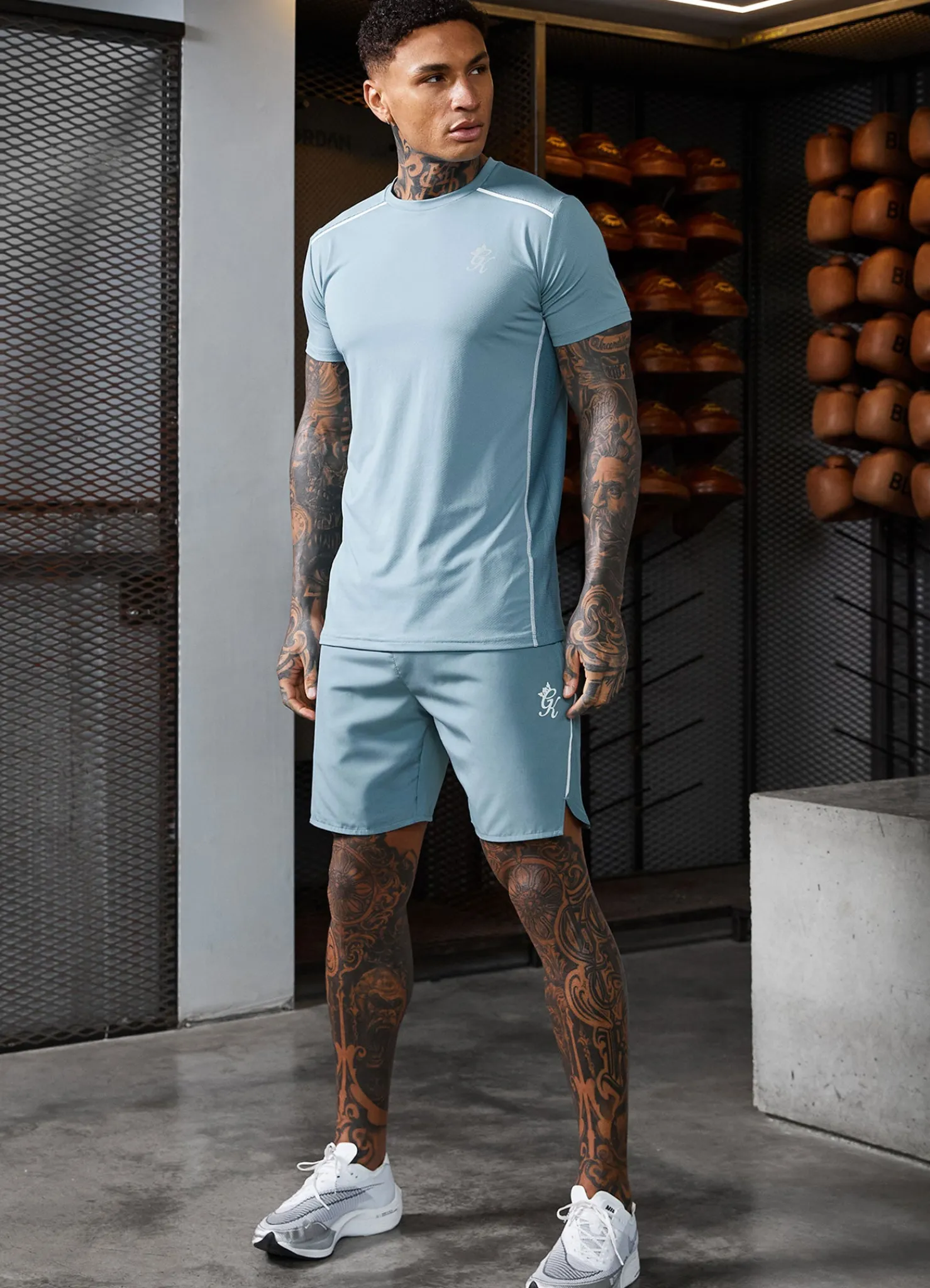 Shorts<Gym King Contrast Flex Short Smoke Blue