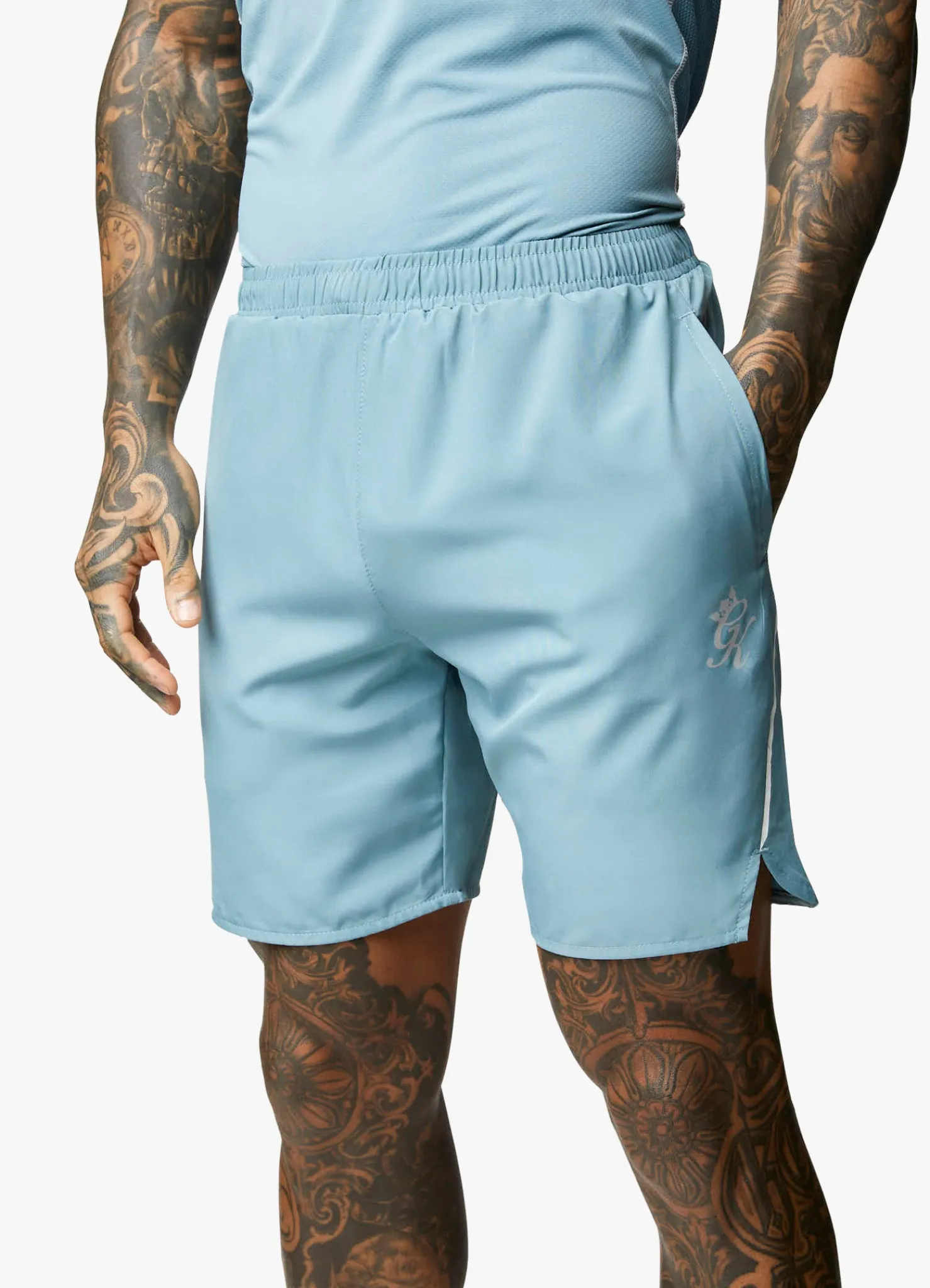 Shorts<Gym King Contrast Flex Short Smoke Blue