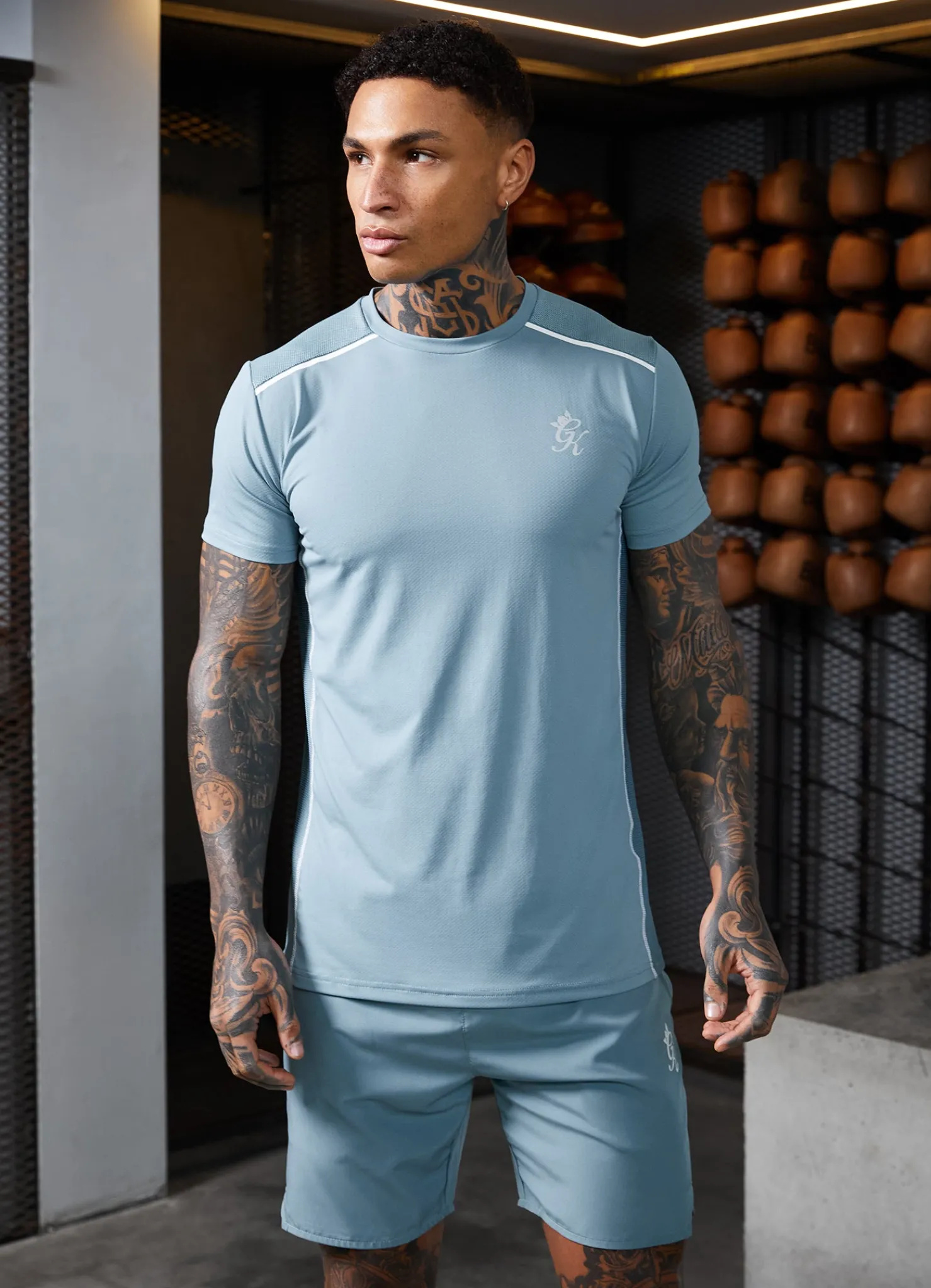 T-Shirts<Gym King Contrast Flex Tee Smoke Blue