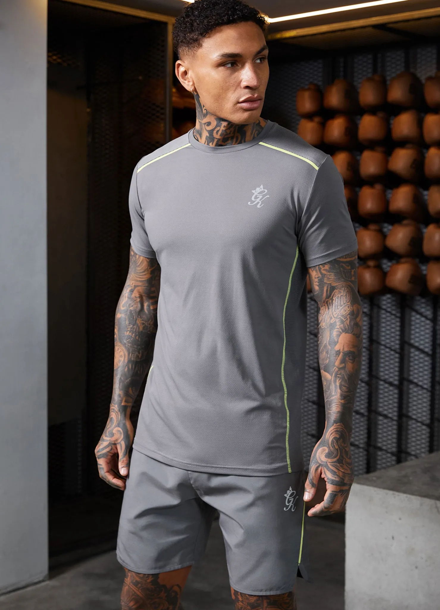 T-Shirts<Gym King Contrast Flex Tee Fossil Grey