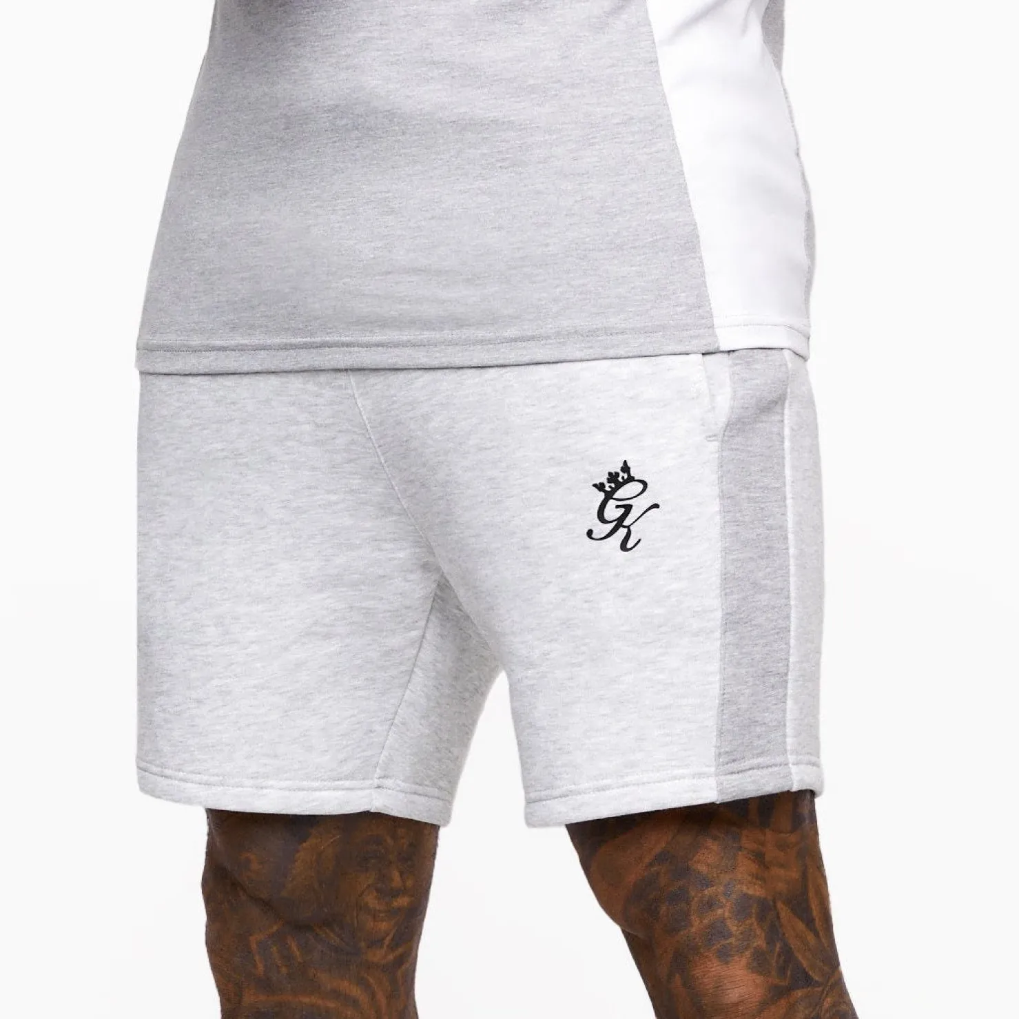 Twin Sets<Gym King Contrast Panel Short Snow Marl/Light Grey/White