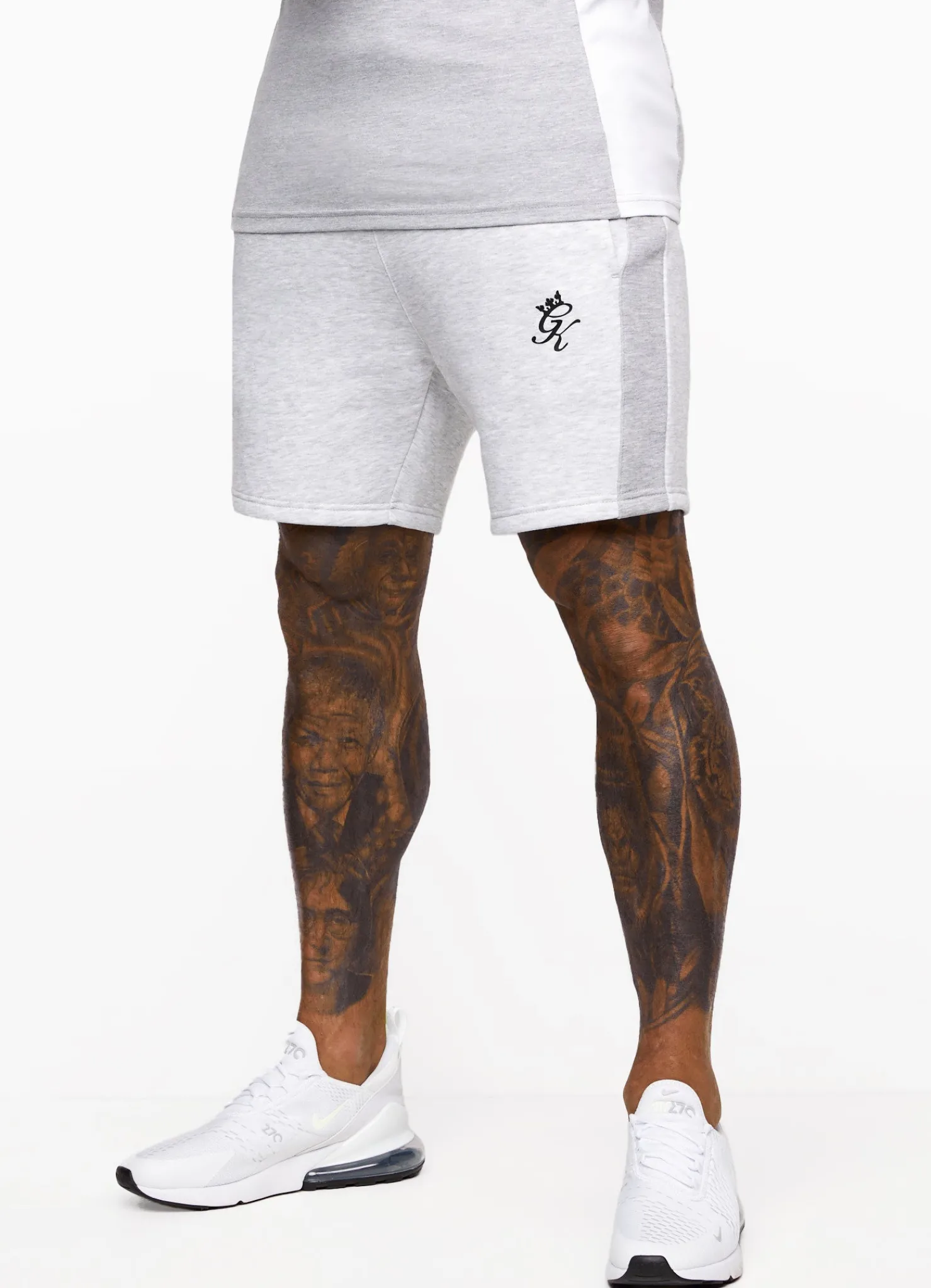 Twin Sets<Gym King Contrast Panel Short Snow Marl/Light Grey/White