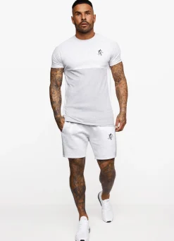 Shorts<Gym King Contrast Panel Short Snow Marl/Light Grey/White