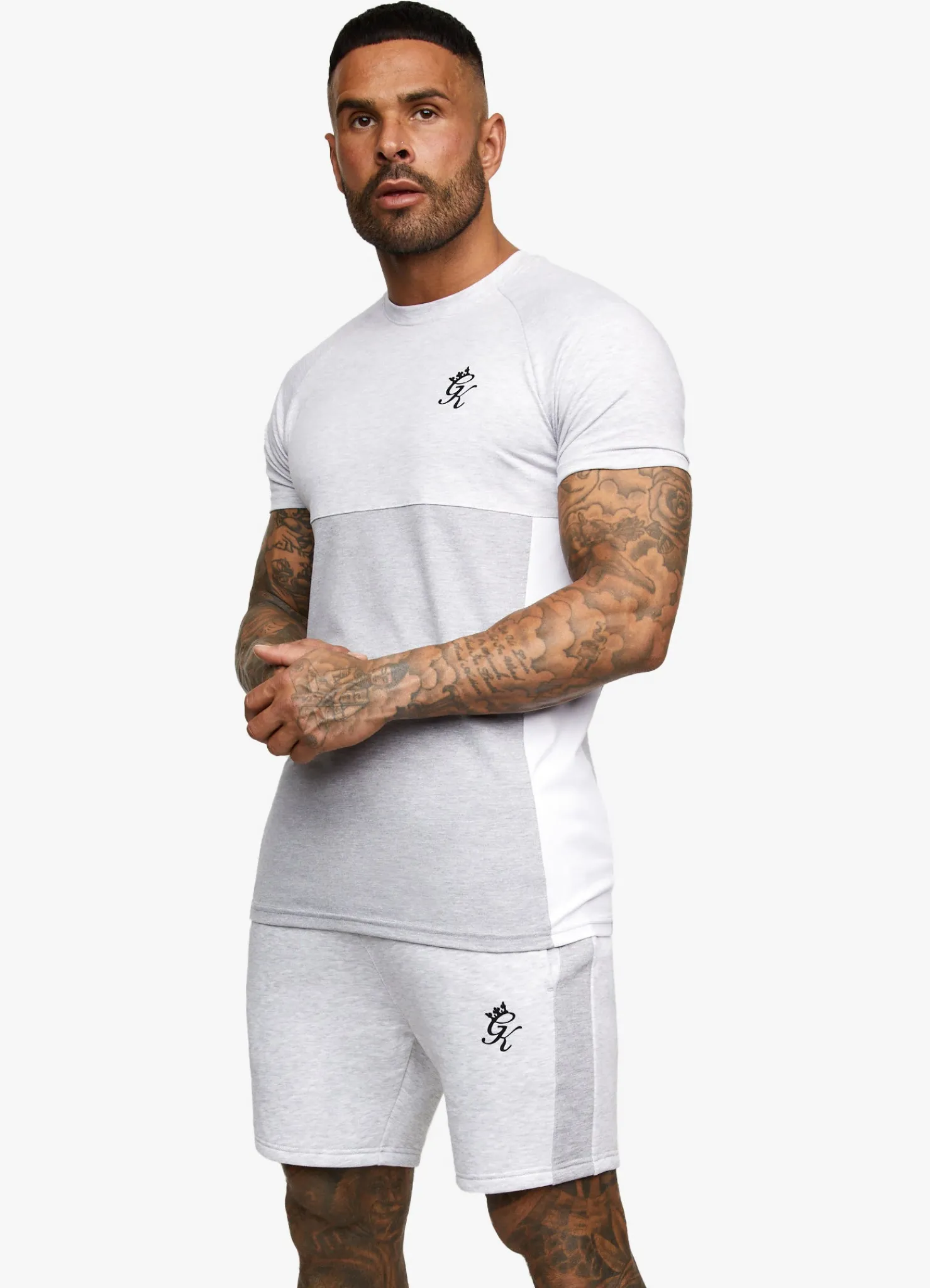 Twin Sets<Gym King Contrast Panel Short Snow Marl/Light Grey/White