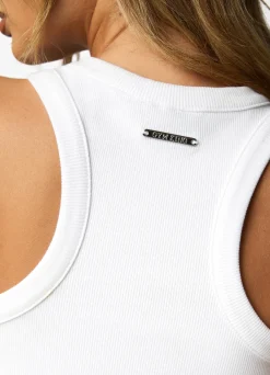 Tops & T-Shirts<Gym King Curved Hem Rib Vest White