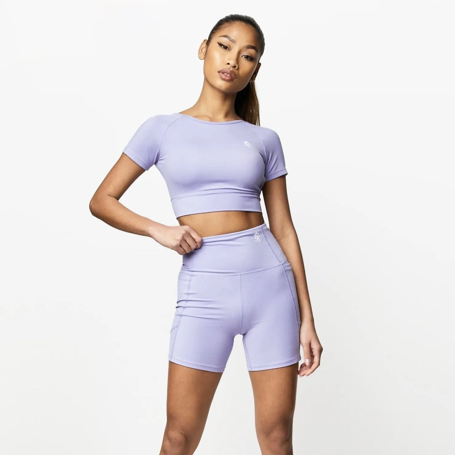 Tops & T-Shirts<Gym King Dominate Cap Sleeve Crop Tee Lilac Orchid