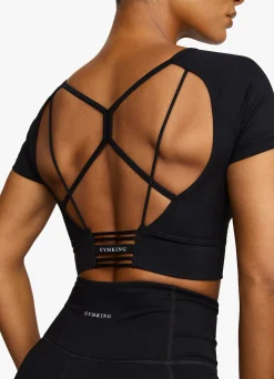 Tops & T-Shirts<Gym King Dominate Cap Sleeve Crop Tee Black