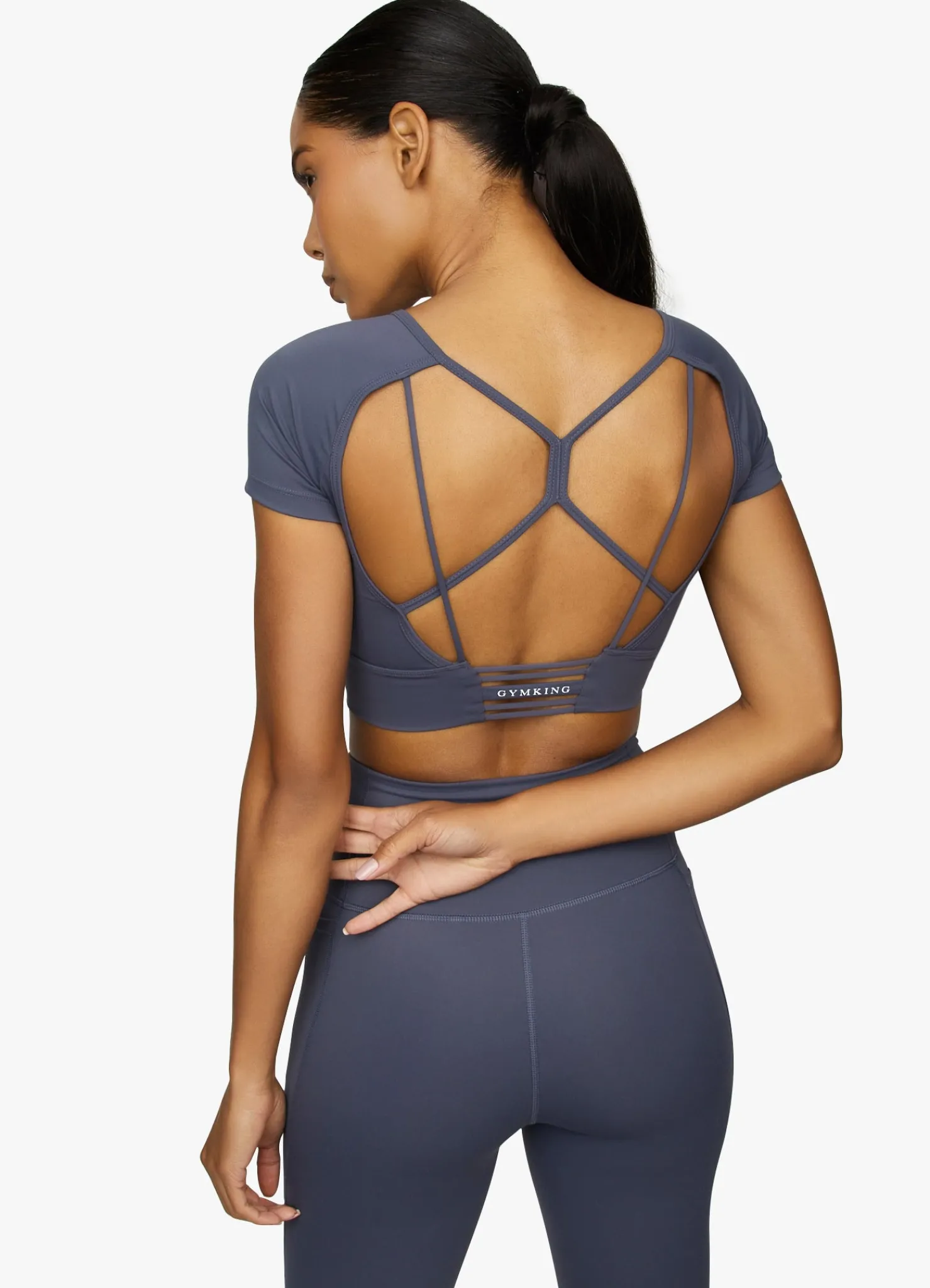 Tops & T-Shirts<Gym King Dominate Cap Sleeve Crop Tee Deep Navy