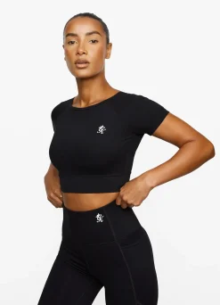 Gymwear<Gym King Dominate Cap Sleeve Crop Tee Black