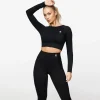Tops & T-Shirts<Gym King Dominate Long Sleeve Crop Tee Black