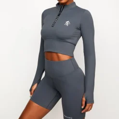 Tops & T-Shirts<Gym King Dynamic Ls Crop Steel Grey