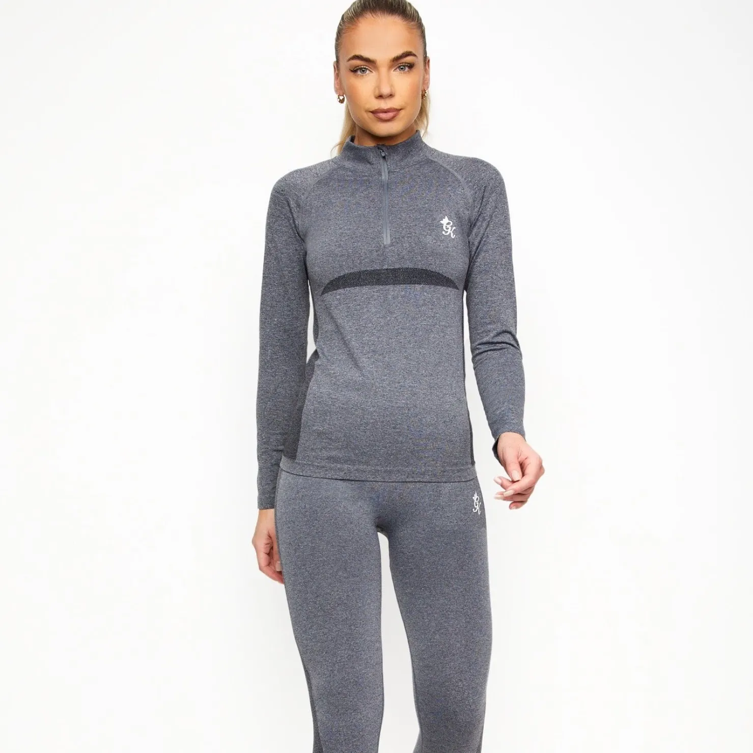 Tops & T-Shirts<Gym King Energy 1/4 Zip Funnel Mid Grey Marl