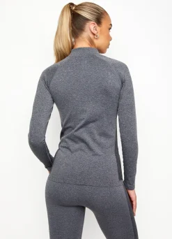 Gymwear<Gym King Energy 1/4 Zip Funnel Mid Grey Marl