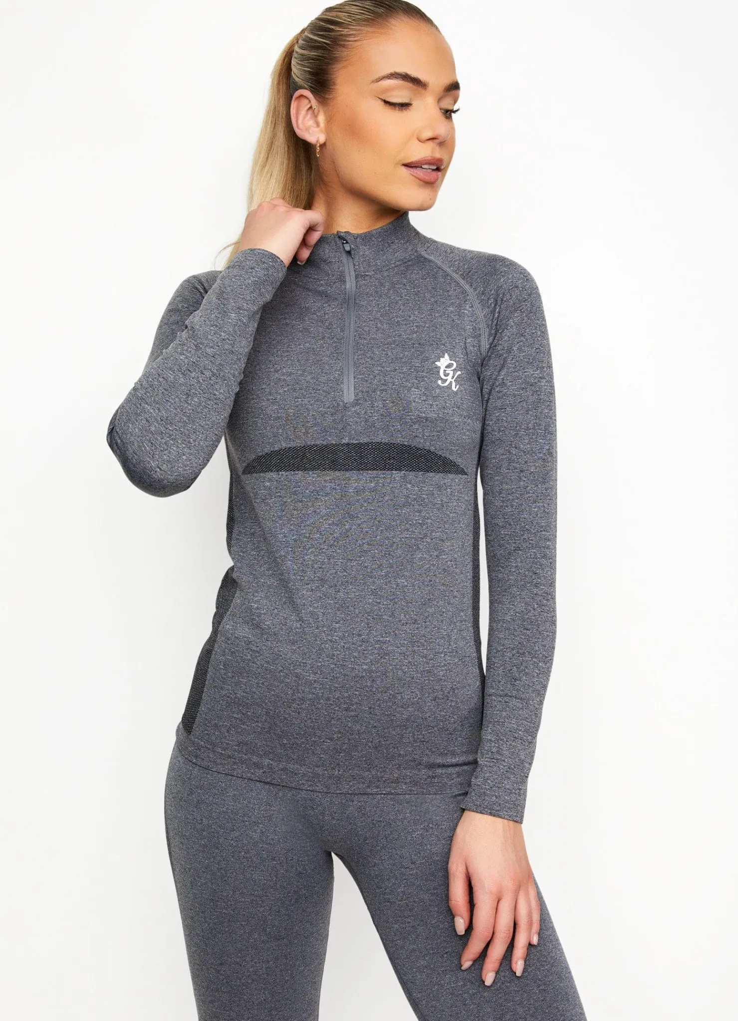 Gymwear<Gym King Energy 1/4 Zip Funnel Mid Grey Marl