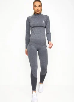 Tops & T-Shirts<Gym King Energy 1/4 Zip Funnel Mid Grey Marl