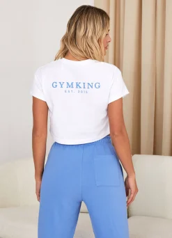 Tops & T-Shirts<Gym King Established Cap Sleeve Tee White/Coastal Blue