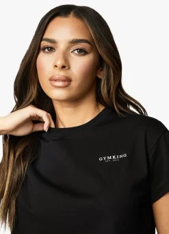 Tops & T-Shirts<Gym King Established Cap Sleeve Tee Black/White