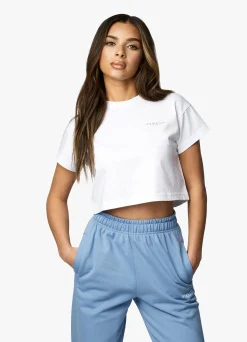 Tops & T-Shirts<Gym King Established Cap Sleeve Tee White/Coastal Blue