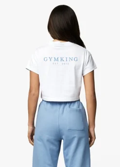 Tops & T-Shirts<Gym King Established Cap Sleeve Tee White/Coastal Blue