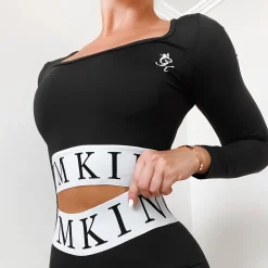 Tops & T-Shirts<Gym King Focus Ls Crop Black/White