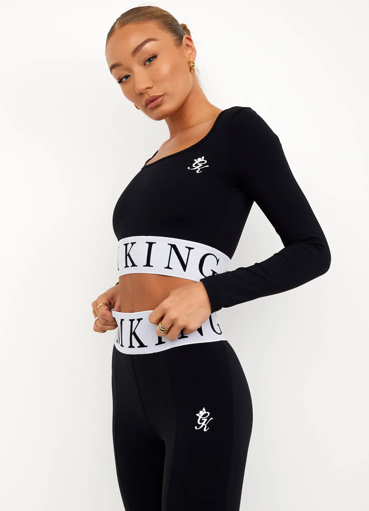 Tops & T-Shirts<Gym King Focus Ls Crop Black/White
