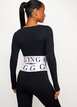 Tops & T-Shirts<Gym King Focus Ls Crop Black/White