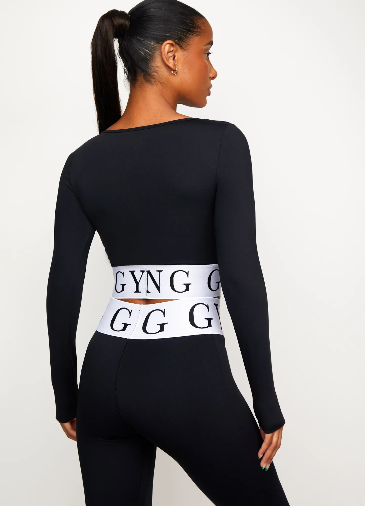 Tops & T-Shirts<Gym King Focus Ls Crop Black/White