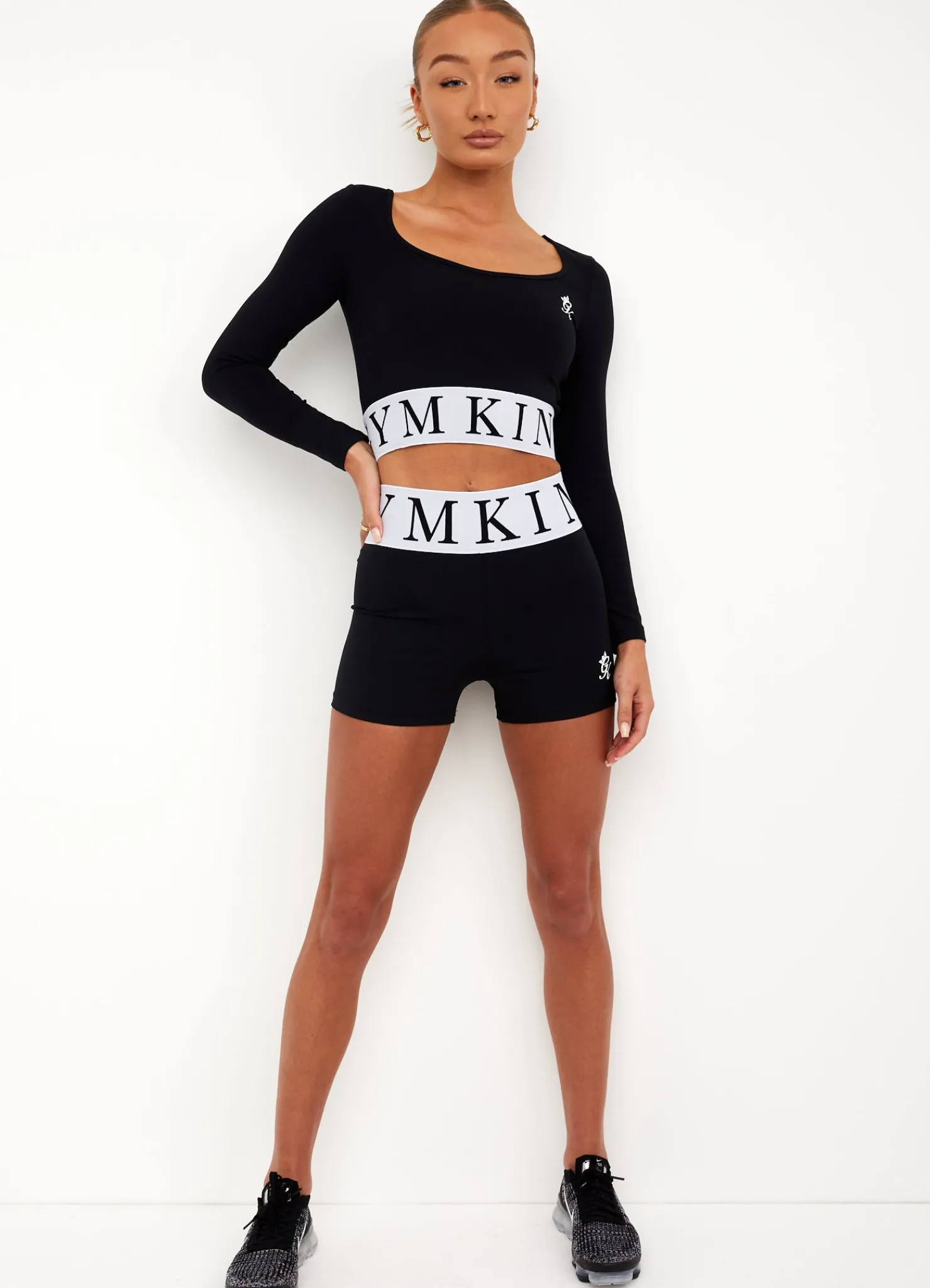 Tops & T-Shirts<Gym King Focus Ls Crop Black/White