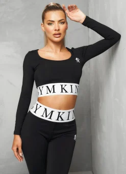 Tops & T-Shirts<Gym King Focus Ls Crop Black/White