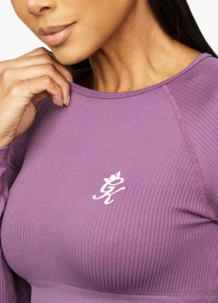 Tops & T-Shirts<Gym King Formation Long Sleeve Crop Top Berry