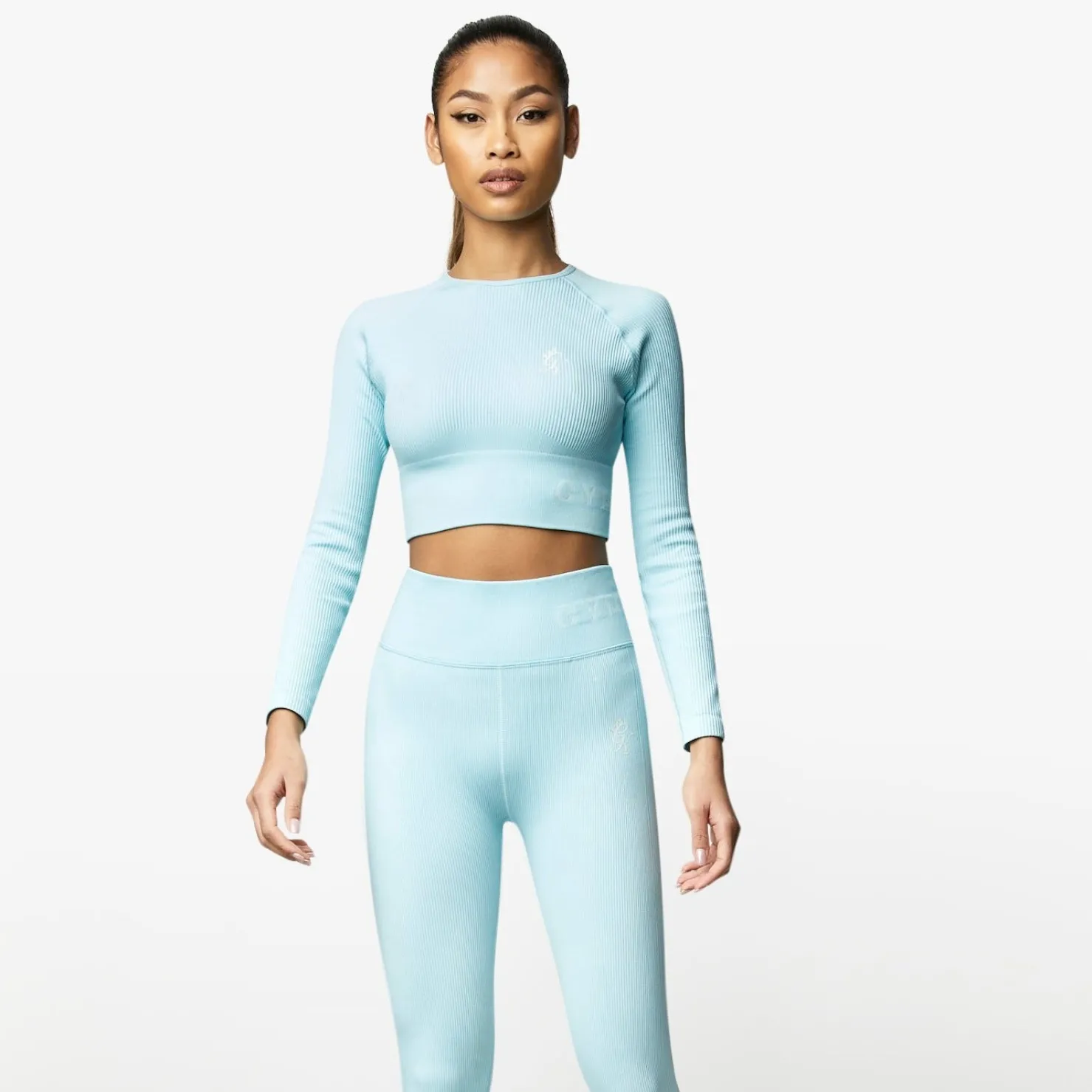 Tops & T-Shirts<Gym King Formation Ls Crop Tee Aqua Sky