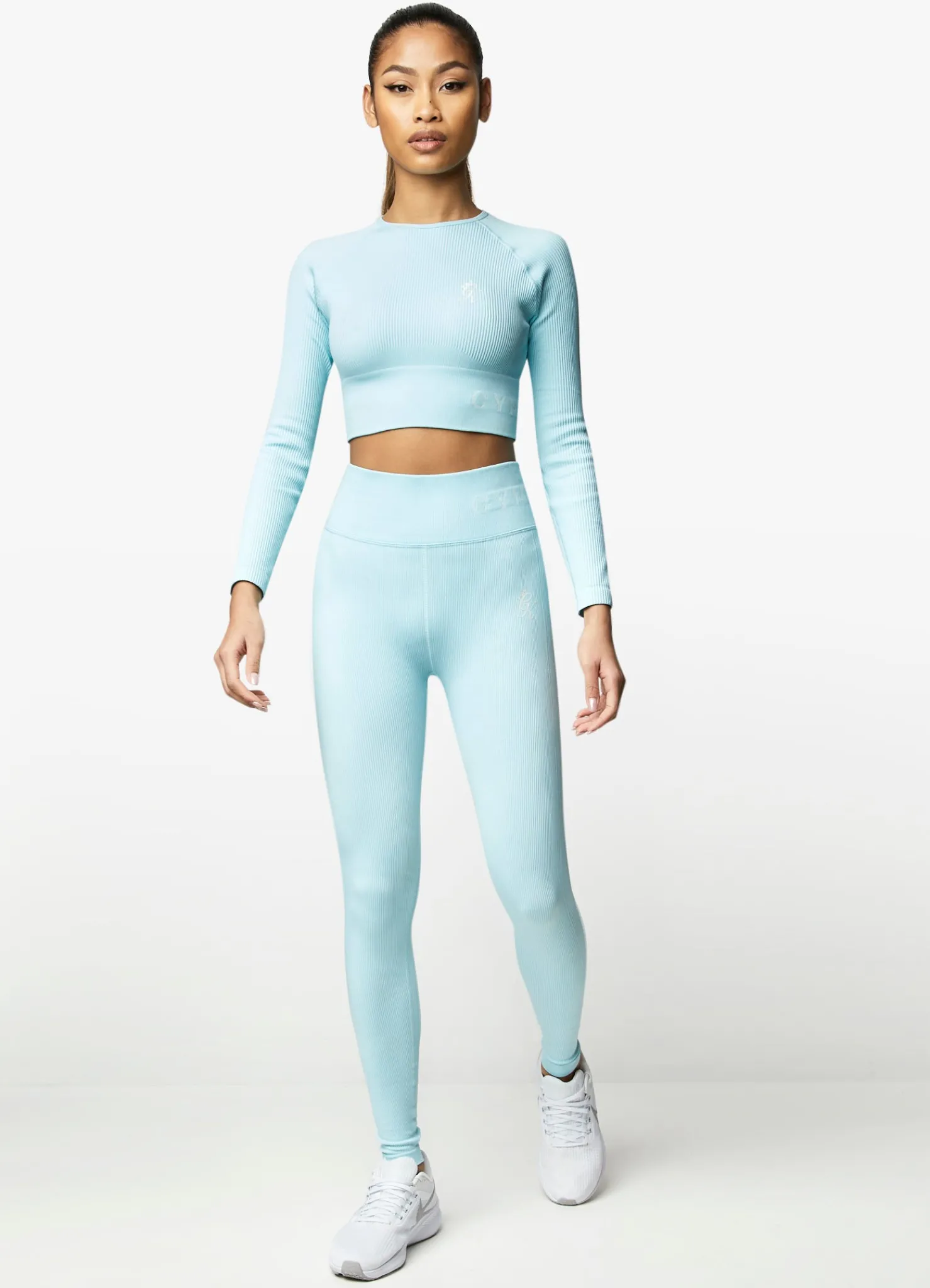 Tops & T-Shirts<Gym King Formation Ls Crop Tee Aqua Sky