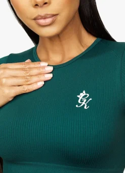 Gymwear<Gym King Formation Rib Short Sleeve Crop Pine Green