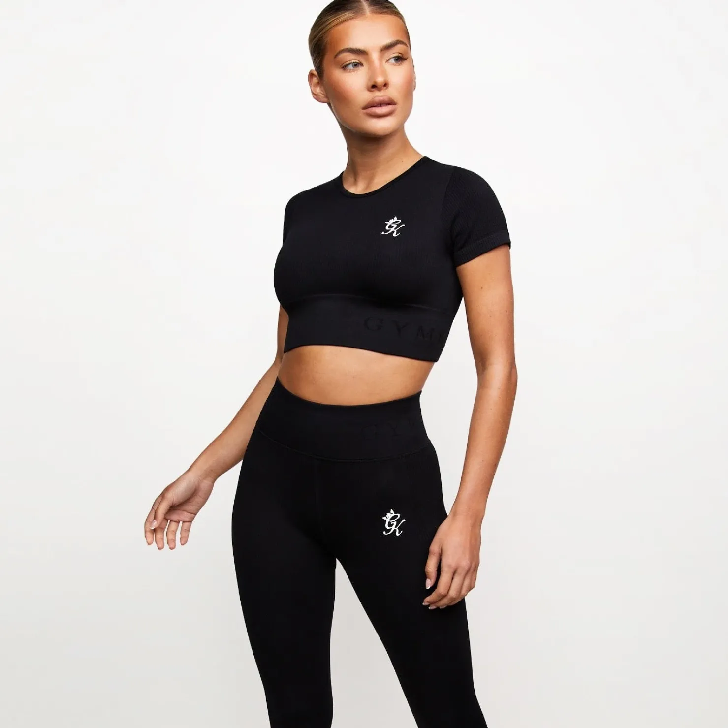 Tops & T-Shirts<Gym King Formation Seamless Rib Short Sleeve Top Black